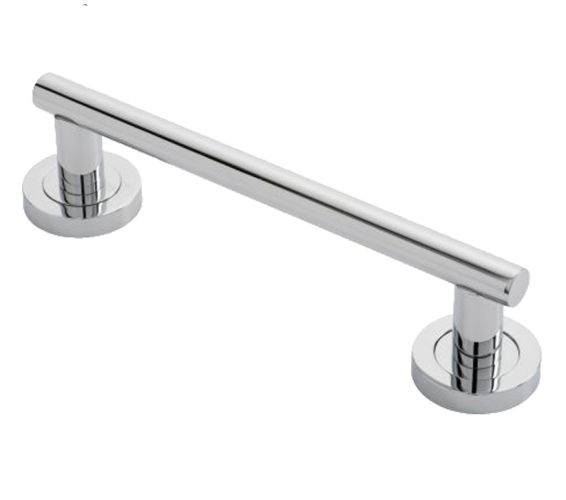 Manital Calla Pull Handle On Rose (200mm C/C), Polished Chrome