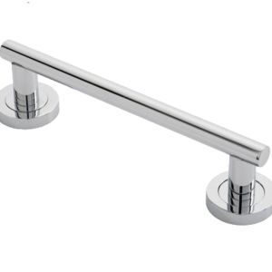 Manital Calla Pull Handle On Rose (200mm C/C), Polished Chrome