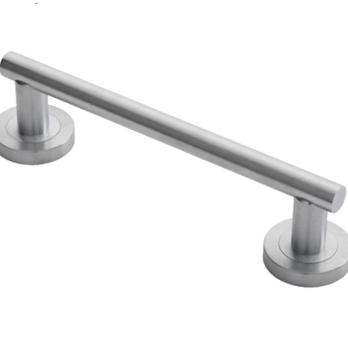 Manital Calla Pull Handle On Rose (200mm C/C), Satin Chrome