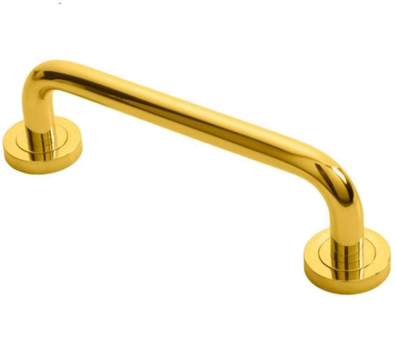 Manital Studio H Pull Handle On Rose (230mm C/C), Polished Brass