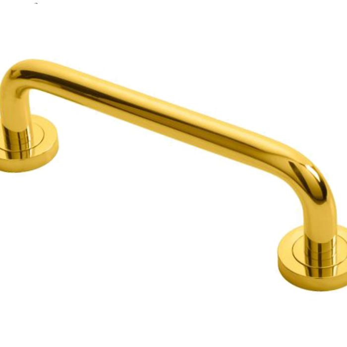 Manital Studio H Pull Handle On Rose (230mm C/C), Polished Brass