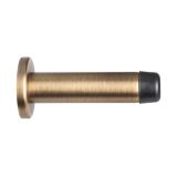 Cylinder Wall Mounted Door Stop With Rose (70mm Projection), Antique Brass