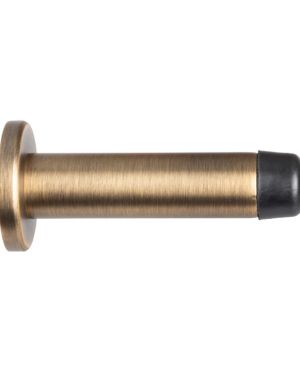 Cylinder Wall Mounted Door Stop With Rose (70mm Projection), Antique Brass