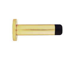 Cylinder Wall Mounted Door Stop With Rose - Polished Brass