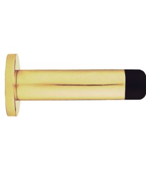 Cylinder Wall Mounted Door Stop With Rose – Polished Brass