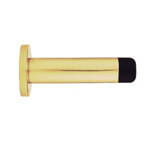 Cylinder Wall Mounted Door Stop With Rose – Polished Brass