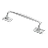 Pub Style Pull Handle On Square Rose (250mm Length), Satin Chrome