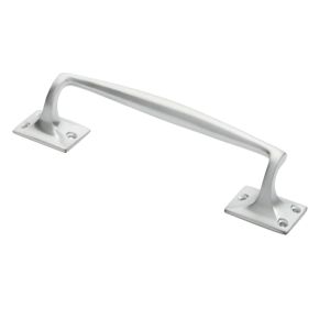 Pub Style Pull Handle On Square Rose (250mm Length), Satin Chrome