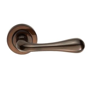 Manital Stella Door Handles On Round Rose, Dark Bronze (sold in pairs)