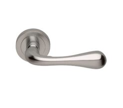Manital Stella Door Handles On Round Rose, Satin Chrome (sold in pairs)