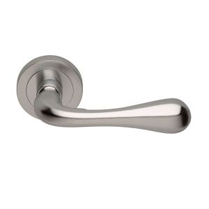 Manital Stella Door Handles On Round Rose, Satin Chrome (sold in pairs)
