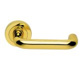 Manital Studio H Door Handles On Round Rose, Polished Brass (sold in pairs)