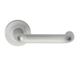 Manital Studio H Door Handles On Round Rose, Satin Chrome (sold in pairs)