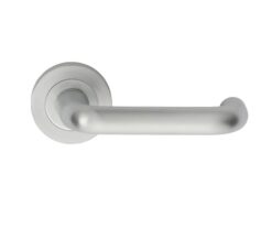 Manital Studio H Door Handles On Round Rose, Satin Chrome (sold in pairs)