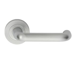 Manital Studio H Door Handles On Round Rose, Satin Chrome (sold in pairs)