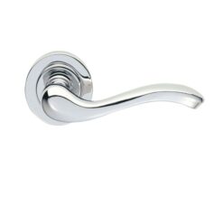 Manital Apollo Door Handles On Round Rose, Polished Chrome (sold in pairs)