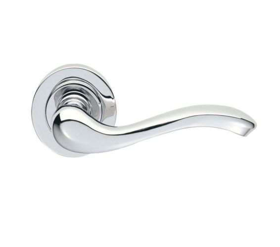 Manital Apollo Door Handles On Round Rose, Polished Chrome (sold in pairs)