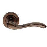 Manital Apollo Door Handles On Round Rose, Dark Bronze (sold in pairs)