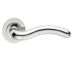 Manital Squiggle Door Handles On Round Rose, Polished Chrome (sold in pairs)