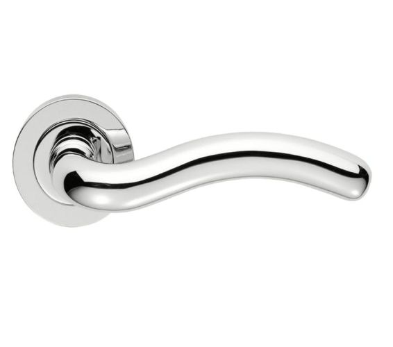 Manital Squiggle Door Handles On Round Rose, Polished Chrome (sold in pairs)