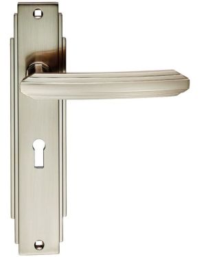 Art Deco Style Door Handles, Satin Nickel (sold in pairs)