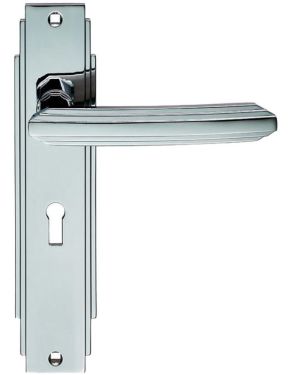 Art Deco Style Door Handles, Polished Chrome (sold in pairs)