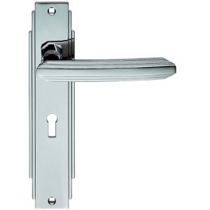Art Deco Style Door Handles, Polished Chrome (sold in pairs)