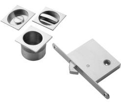 Manital Square Sliding Door Set With WC Turn, Flush Pull & Lock, Various Finishes
