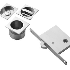 Manital Square Sliding Door Set With WC Turn, Flush Pull & Lock, Various Finishes