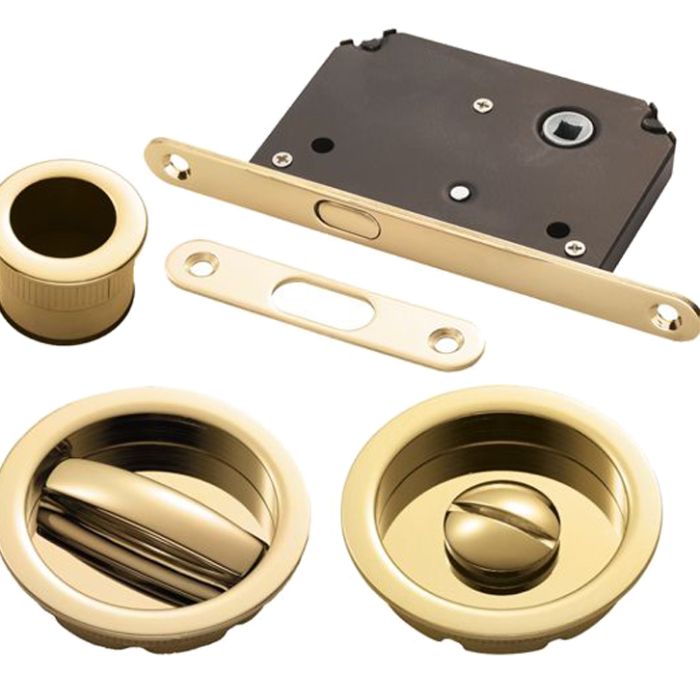 Manital Sliding Door Set With WC Turn, Flush Pull & Lock, Various Finishes