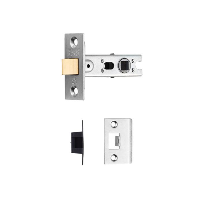 Eurospec Standard 2.5 Inch Or 3 Inch Tubular Latches (Bolt Through) Radius Or Square Plates – Silver Or Brass Finish