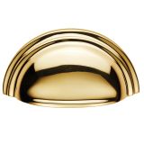 Fingertip Victorian Cup Pull Handles (76mm C/C), Polished Brass