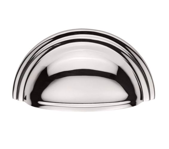 Fingertip Victorian Cup Pull Handles (76mm C/C), Polished Nickel