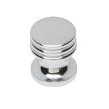 Fingertip Ringed Cupboard Knob, Polished Chrome