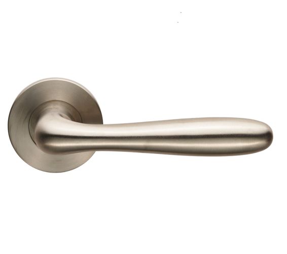 Eurospec Peninsula Door Handles On Slim Fit 6mm Rose – Grade 304 Satin Stainless Steel