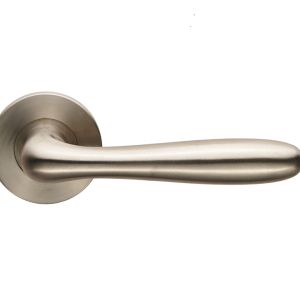 Eurospec Peninsula Door Handles On Slim Fit 6mm Rose – Grade 304 Satin Stainless Steel