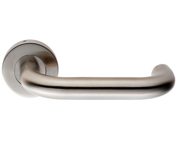 Eurospec Nera Return To Door Handles On Slim Fit 6mm Rose – Grade 304 Satin Stainless Steel  (sold in pairs)