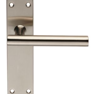 Eurospec T-Bar Stainless Steel Door Handles On Backplates, Satin Stainless Steel  (sold in pairs)
