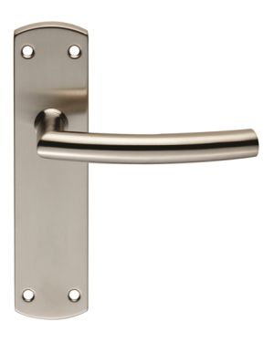 Eurospec Arched Stainless Steel Door Handles On Backplates, Satin Stainless Steel  (sold in pairs)