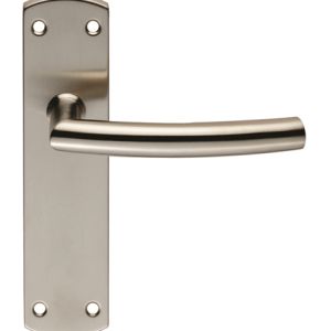 Eurospec Arched Stainless Steel Door Handles On Backplates, Satin Stainless Steel  (sold in pairs)