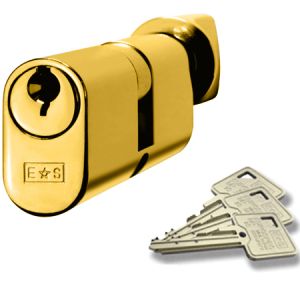 Eurospec MP5 Oval Profile British Standard 5 Pin Double Cylinder and Turn, (Various Sizes) Polished Brass