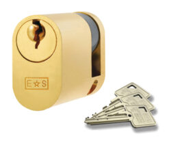 Eurospec MP5 Oval Profile British Standard 5 Pin Single Cylinders, (Various Sizes) Satin Brass