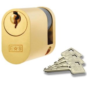 Eurospec MP5 Oval Profile British Standard 5 Pin Single Cylinders, (Various Sizes) Satin Brass