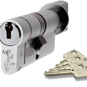 Eurospec MPX6 Euro Profile British Standard 6 Pin Cylinder & Turn (Various Sizes), Satin Chrome –