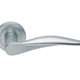 Manital Dali Door Handles On Round Rose, Satin Chrome (sold in pairs)