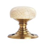 Delamain Ivory Crackle Glaze Porcelain Face Fix Door Knob, Florentine Bronze (sold in pairs)