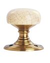 Delamain Ivory Crackle Glaze Porcelain Face Fix Door Knob, Florentine Bronze (sold in pairs)