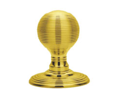 Delamain Reeded Concealed Fix Mortice Door Knob, Polished Brass (sold in pairs)