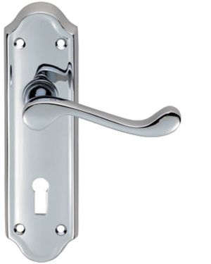 Ashtead Door Handles On Backplate, Polished Chrome (sold in pairs)