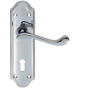 Ashtead Door Handles On Backplate, Polished Chrome (sold in pairs)